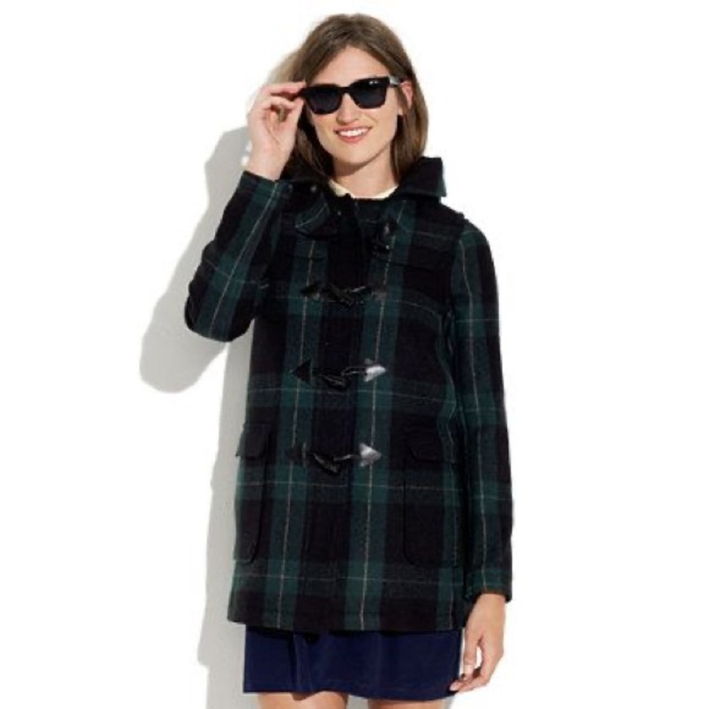 Plaid toggle Madewell coat with hood